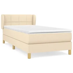 Vidaxl Box spring postelja z vzmetnico krem 100x200 cm blago