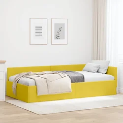 Kutni okvir kreveta s uzglavljem Žuta 90 cm x 190 cm Baršun