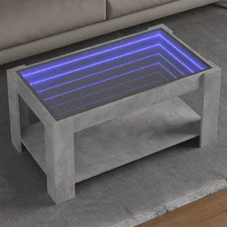 Stolić za kavu LED siva boja betona 93x53x45 cm drveni