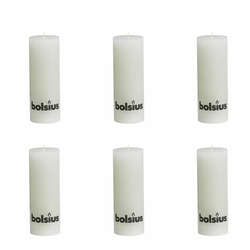 BOLSIUS rustikalna stebričasta sveča (190x68mm), (6 kosov), snežno bela