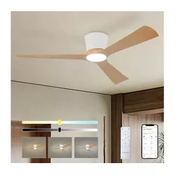 ZEVENTI - LED plafonski ventilator AUREX LED/24W/230V Wi-Fi Tuya bela/hrast + daljinski upravljač