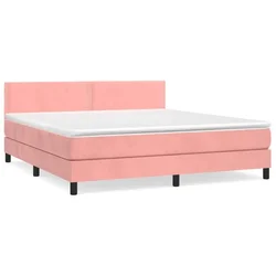 Vidaxl Box spring postelja z vzmetnico roza 180x200 cm žamet