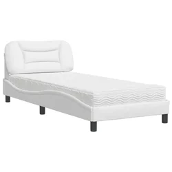 Vidaxl Postelja z vzmetnico Hvar bela 80x200 cm umetno usnje