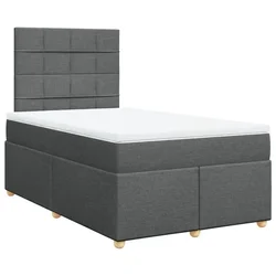 Vidaxl Box spring postelja z vzmetnico temno siva 120x190 cm blago
