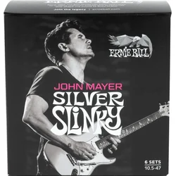 Ernie Ball John Mayer Silver Slinky Nickel Wound Electric Guitar Strings 6 Pack Strune za električno kitaro (Kot novo)