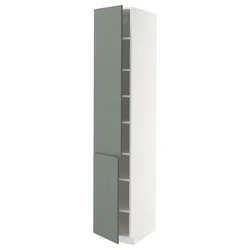 METOD Visoki element s policama/2 vrata, bela/Nickebo mat sivozelena, 40x60x220 cm