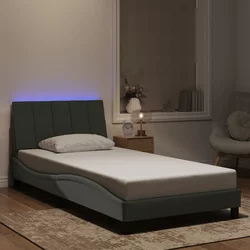 Okvir kreveta s LED-om bez madraca Hanko svjetlosivi 100x200 cm baršunasti