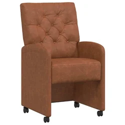 Vidaxl Jedilni stoli s kolesi 2 szt. Rjava 58 x 67 x 97 cm Umetna koža