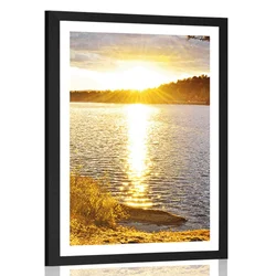 Plakat s paspartujem sončni zahod nad jezerom - 30x45 no frame