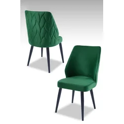 Hanah Home Set stolica Pufi, 48x90x43 cm, 4 komada, Zeleno-crne
