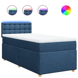 Vidaxl Box spring postelja z vzmetnico modra 90x190 cm blago