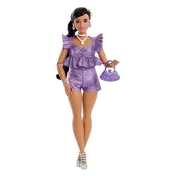 shumee Barbie Deluxe Style Punčka Vijolična majica in kratke hlače