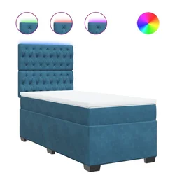 Vidaxl Box spring postelja z vzmetnico modra 90x200 cm žamet