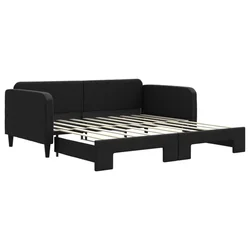 Vidaxl Izvlečna dnevna postelja črna 90x190 cm blago