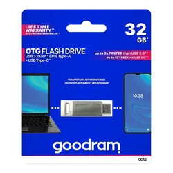 GoodRam Goodram USB + USB-C pendrive, 32GB, srebrn