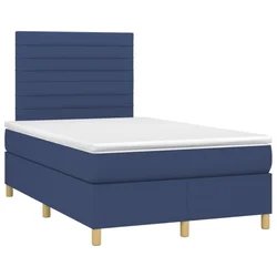 Vidaxl Box spring postelja z vzmetnico modra 120x190 cm blago
