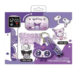 Poklon paket TWS-S84 fun toy 3 u 1 watch + TWS + toy ljubičasta