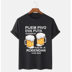 MAFIMI Majica Pijem pivo dva puta godišnje, Crna