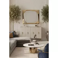 HANAH HOME Komoda Salkim 120 White Travertine Gold