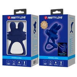Pretty Love Francisco Blue Dual Vibrating Silicone Ring System D-239945