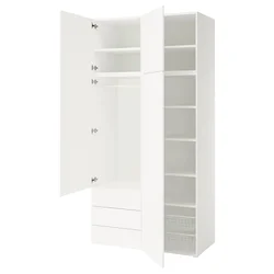 PLATSA Garderober s 4 vrata i 3 fioke, bela/Fonnes bela, 120x57x241 cm