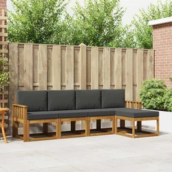 Set vanjskih sofa 5 pcs Prirodna i antracit Čvrsto drvo akacije