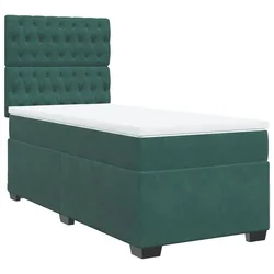 Vidaxl Box spring postelja z vzmetnico temno zelena 100x200 cm žamet