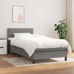 vidaXL Box spring postelja z vzmetnico temno siva 90x200 cm blago