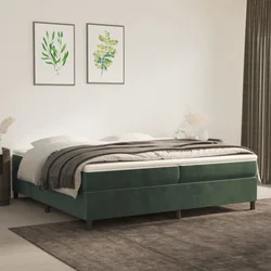 Okvir za krevet s oprugom tamnozeleni 200x200 cm baršunasti