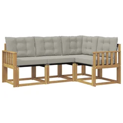 Set vanjskih sofa s jastukom 4 pcs Bijela i svjetlosiva