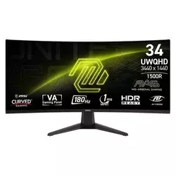 MSI Monitor 346CQ MAG, Zakrivljeni, 34”, 3.440 x 1.440, UWQHD, VA, 180 Hz, Crni
