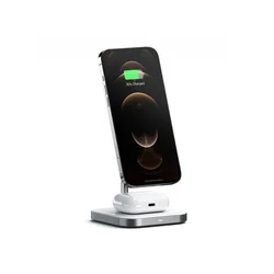 SATECHI Aluminium 2-in-1 Magnetic Wireless Charging stand - White