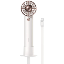 Baseus Flyer Turbine portable hand fan + USB-C cable (white)
