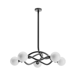 Redo 01-3259 - Luster na šipci CONFUSIO 5xE14/28W/230V prečnik 96 cm crna