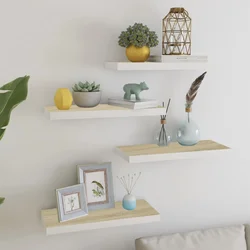Plutajuće zidne police 4 kom hrast i bijele 60x23,5x3,8 cm MDF