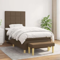 vidaXL vidaXL Box spring postelja z vzmetnico temno rjav 90x190 cm blago, (20899687)