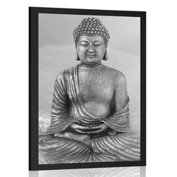 Plakat kip Bude v meditativnem položaju v črnobeli varianti - 40x60 black
