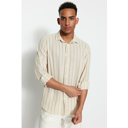 Trendyol Black Striped Regular Fit Textured Shirt