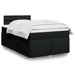 Vidaxl Box spring postelja z vzmetnico črn 120x200 cm blago