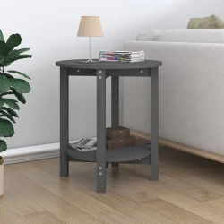 Stolić za kavu sivi O 55x60 cm od masivne borovine