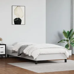 shumee vidaXL Posteljni okvir bel 100x200 cm umetno usnje