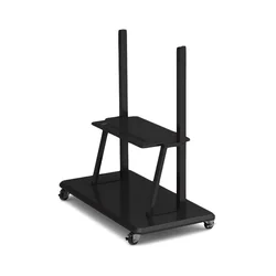Prestigio Solutions® Mobile stand PMBST01 for 55-98 screens, 150kg weight. Includes roll wheels and a shelf for accessories, Black. Mandatory to use