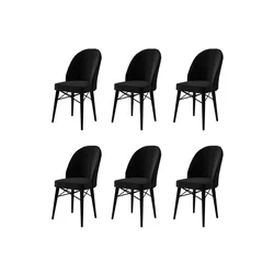 Hanah Home Set 6 trpezarijskih stolica Ritim Crni