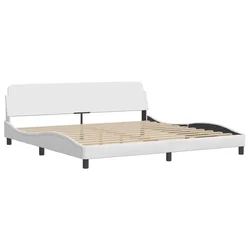 Vidaxl Posteljni okvir Dover bel 200x200 cm umetno usnje