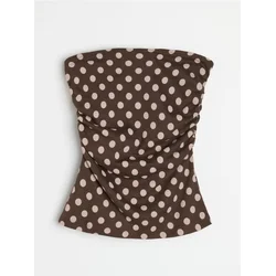 Sinsay - Pamučni bandeau top sa tačkicama - braon