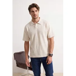 Trendyol Muška majica Tmnss26Po00007, Krem