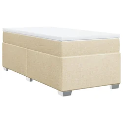 Vidaxl Box spring postelja z vzmetnico krem 90x190 cm blago