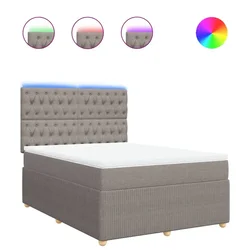 Vidaxl Box spring postelja z vzmetnico taupe 140x200 cm blago