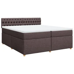 Vidaxl Box spring postelja z vzmetnico temno rjav 200x200 cm blago