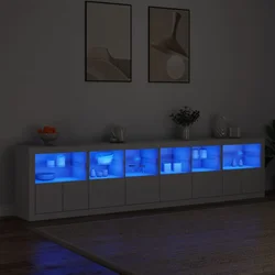 Komoda s LED svjetlima bijela 283x37x67 cm